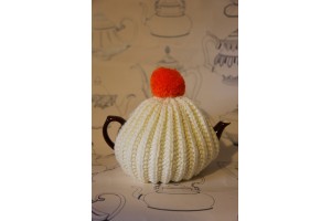 Orange Pom Pom Aran Tea Cosie TC23